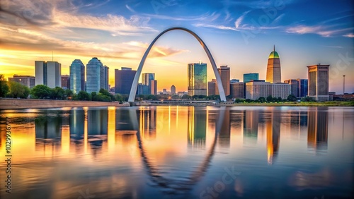 St Louis Missouri skyline across the Mississippi River