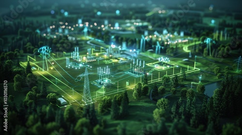 Energy Grid Digital Twin: This digital replica of an electrical grid enhances efficiency by predicting power demand, detecting outages, and incorporating renewable energy sources. 