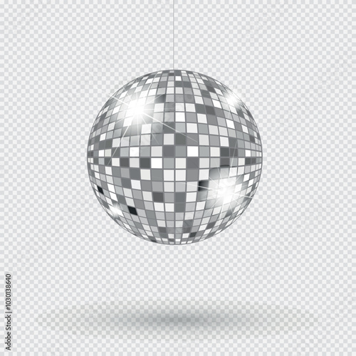 Disco ball for nightclubs and discotheques. Shining spheres for music party. Shiny mirror disco ball.