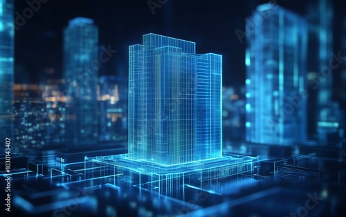 virtual neon hologram interface for future modern of building residence construction is presented in this concept background