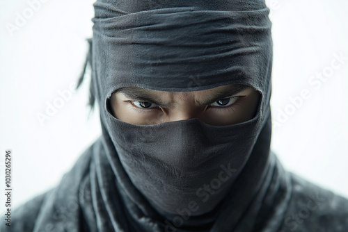 Close up photo of ninja face