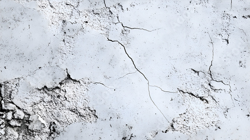 cracked concrete wall texture, close-up view of a cracked concrete wall, showcasing various fissures and textures. The surface appears weathered and aged, with a gray color palette and rough texture.