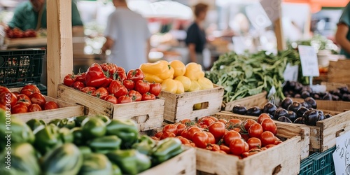 Farmer's Market with a Local Farmer Selling Fresh Produce to Customers