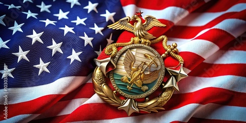 Ornate Marine Corps Logo Adorned with Marine-Themed Symbolic Elements