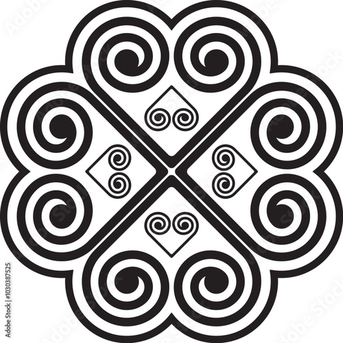 The spiral lines are designed in an ancient Hmong pattern similar to a shell pattern and combined with a modern design.