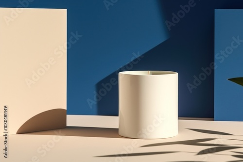 Candle packaging cylinder lamp blue.