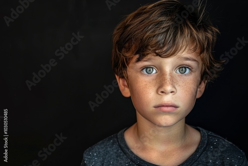 Confused Boy Portrait with Expressive Face Features