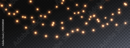 The Christmas garlands are available in a transparent vector background format. This set of Christmas glowing garlands is suitable for use in advertising invitations, web banners and postcards. 