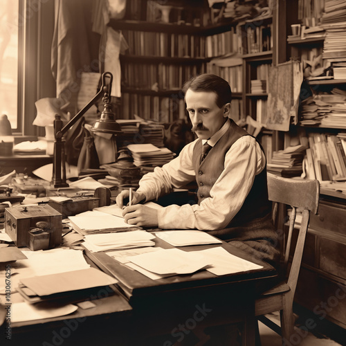 J.M. Barrie in His Study: A Vision of Victorian Literary Life