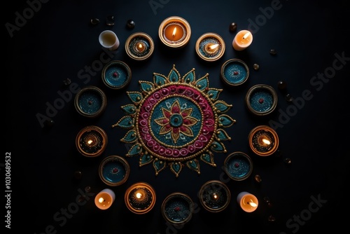 Festival pattern candle diwali.