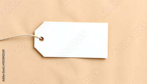 Label and Tag on beige velveteen fabric. mockup for design isolated with white highlights, png