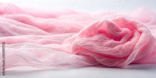 Forced perspective pink absorbent cotton on a sheer background