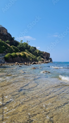 Beach on Sicily: Cefalu. Summer and vacations in Italy. Travel and art 