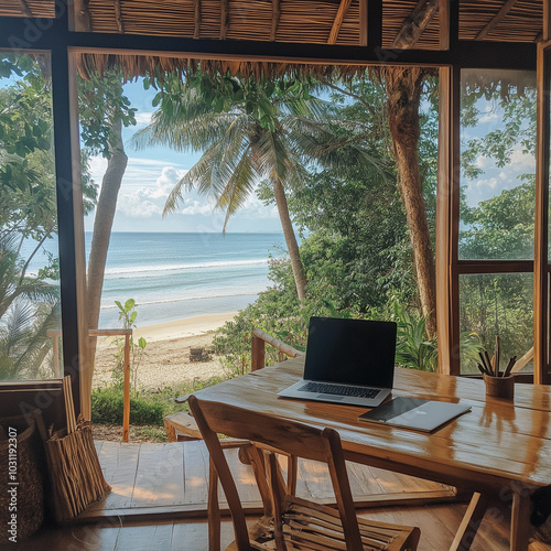 Remote co-working space for digital nomads in a tropical setting