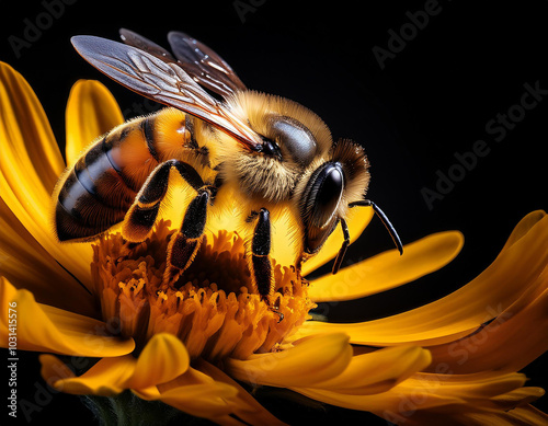 Abeja trabajando en un panal de miel