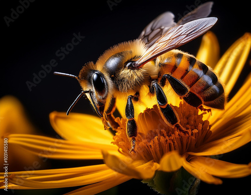 Abeja trabajando en un panal de miel