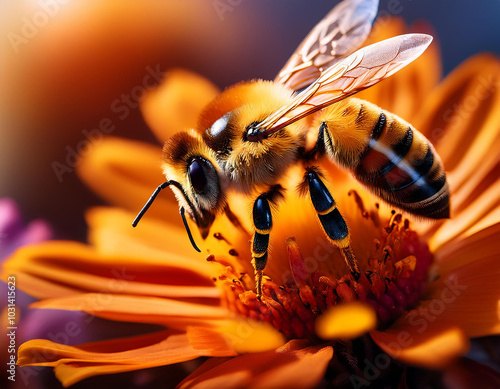 Close-up de una Abeja sobre una flor