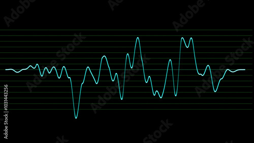 Visual representation of a wave on an oscilloscope screen, waveform, electronic, technology, monitor, screen, display