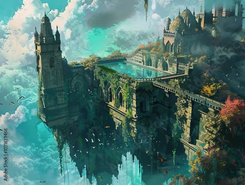 Floating Castle in the Sky: A Fantasy Architecture Masterpiece