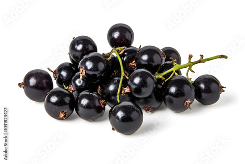  Black currant berries isolated on white background