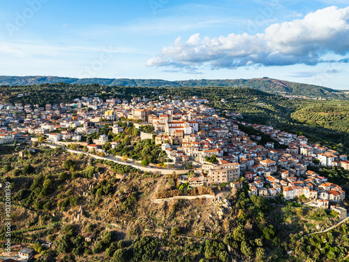 Nicotera from a drone, Vibo Valentia, Calabria, Italy, Europe