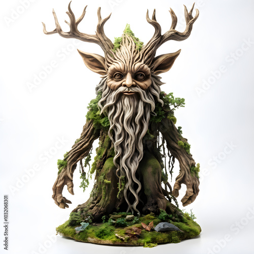 A fabulous mythical character in the form of a forest dweller leshy on a white background