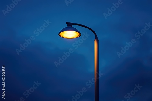 A single street light stands out against a bright blue sky, perfect for outdoor or urban-themed projects