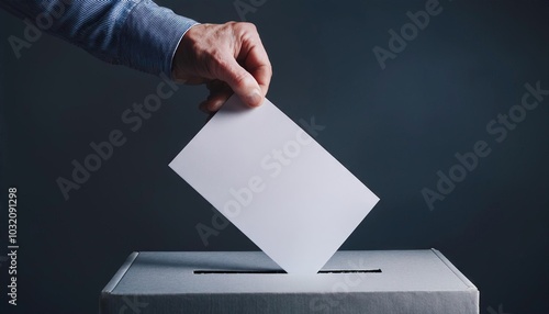  usa elections. hand dropping paper ballot in voting box 