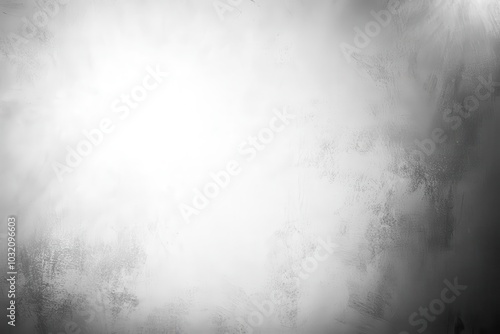 Soft and luminous grey to white gradient backdrop featuring textured abstract patterns, unfilled template area with radiant glow and grainy noise effects