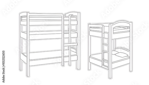 Bunk bed line and glyph icon, furniture and interior, bunk bed vector icon, vector graphics, editable stroke outline sign, eps 10.