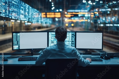 Railway coordinator monitoring train systems in a control center