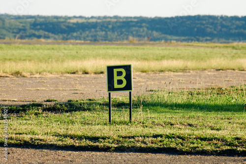 Letter b sign board in open space