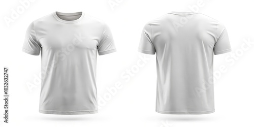 Pure White T-Shirt Duo Showcase with Symmetrical Elegance on Minimalist Background - Clean, Versatile, Blank Canvas for Designers and Brands