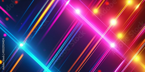 Colorful laser beams creating a festive light background