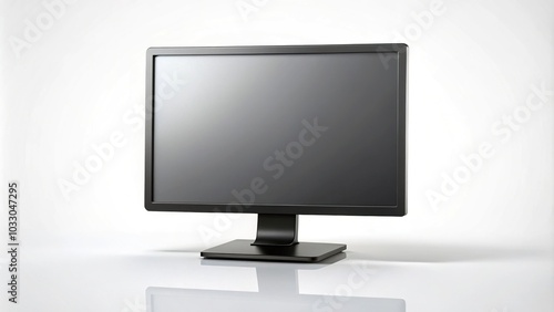 black LCD monitor isolated on white background minimalist