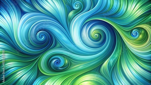 Abstract blue and green swirls background with asymmetrical design