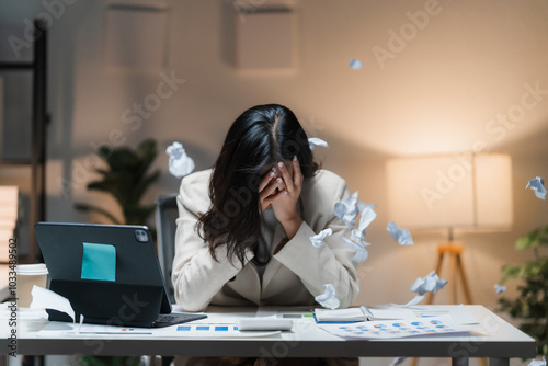 Overwhelmed Businesswoman: Late Night Crisis 