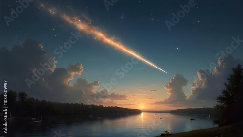 great comet of 1811 in the sky above Mississippi river