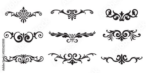 Set of decorative dividers elements. Vintage calligraphy collection