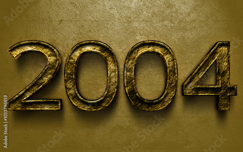 3D dark golden number design of 2004 on cracked golden background.