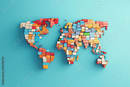 Global shipping network, international trade expansion, connected world economy, 3D illustration