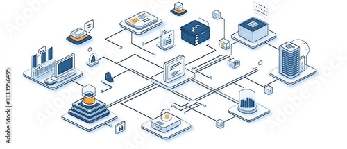 Engaging illustration of a data flow diagram, highlighting the roles of databases, streams, and APIs in the architecture of a comprehensive data management system