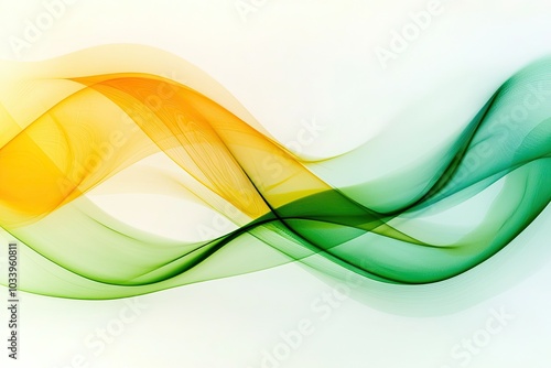 Colorful wave patterns in green and yellow on a white background.