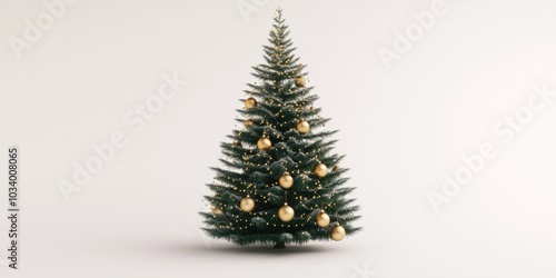 A small Christmas tree decorated with gold ornaments