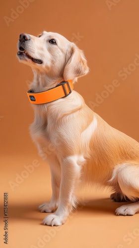 Smart pet collar with GPS tracking, high-tech features and minimalist design