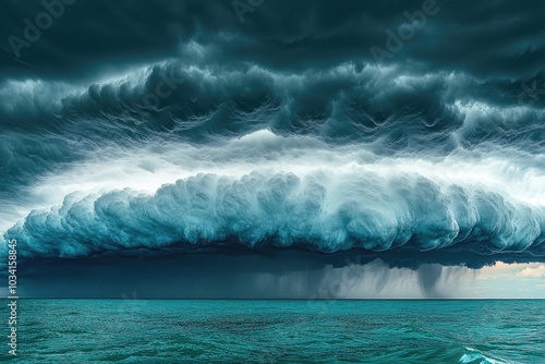 Huge storm front forming over a vast ocean