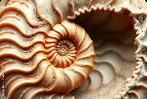 Nautilus shell cross section revealing a logarithmic spiral like