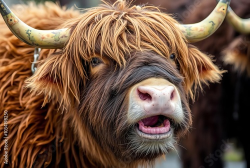 Yawning Yak A yak with a tired expression its shaggy coat provid