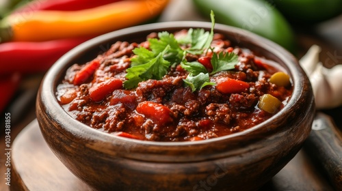 The national cuisine of Mexico: Chili with meat.