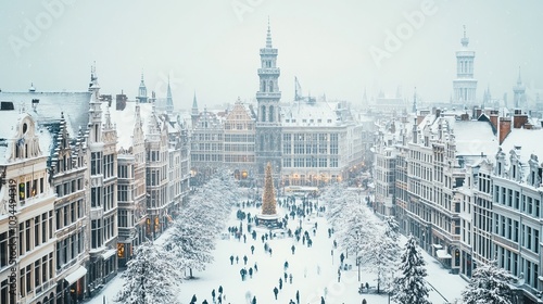 Cityscape of Brussels on a winter day, capturing the capital's charm in February